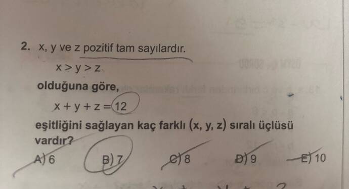 x, y ve z pozitif tam sayılardır.