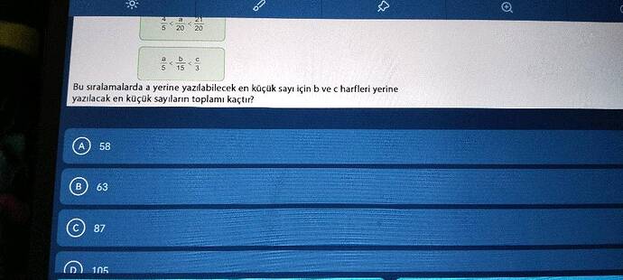 Bu siralamalarda a yerine yazılabilecek en küçük sayı için b ve c harfleri yerine...