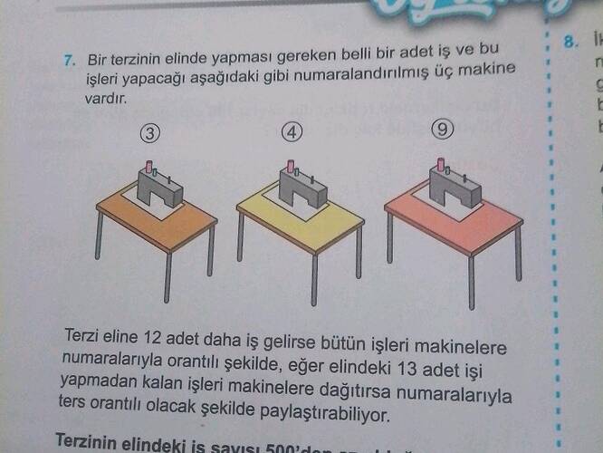 Bir terzinin elinde yapması gereken belli bir adet iş ve bu işleri yapacağı aşağıdaki...