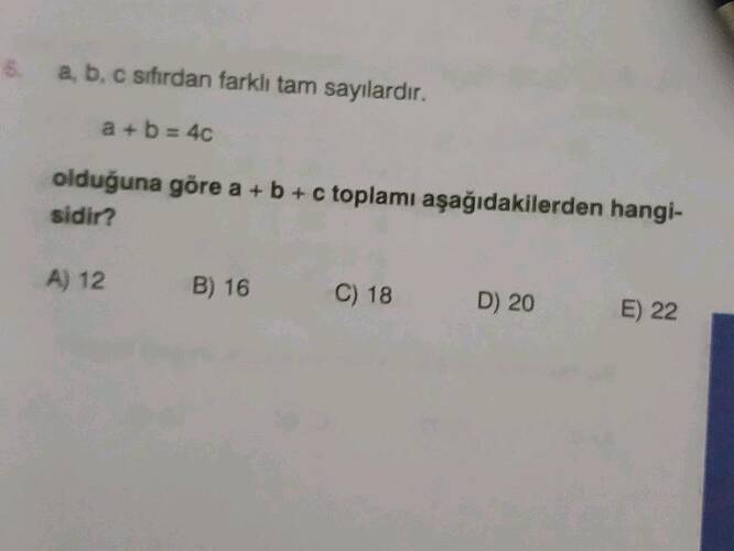 a, b, c sıfırdan farklı tam sayılardır.