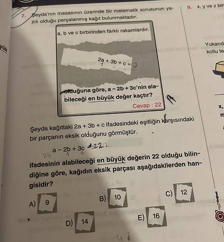 Seyda'nin masasının 0zerinde bir matematik sorusunun ya- Zilı olduğu parçalanmış kağıt...
