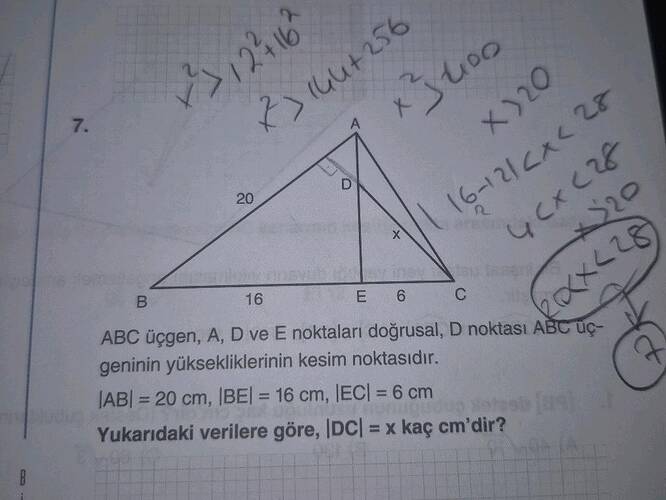 B 2r 16 1(uut56 E 6 Xy20 ABC üçgen, A, D ve E noktaları doğrusal, D noktası ABO ç-...