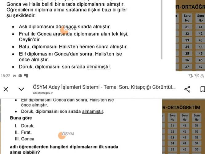 Gonca ve Halis belirli bir sırada diplomalarını almıştır.