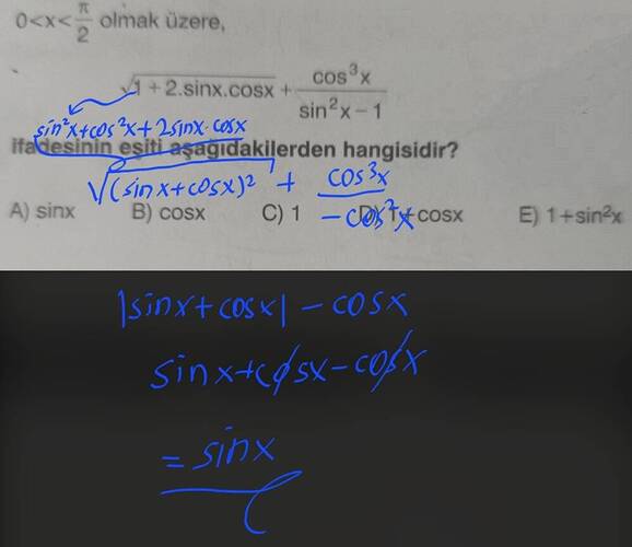 trigonometri sorusu çözümü