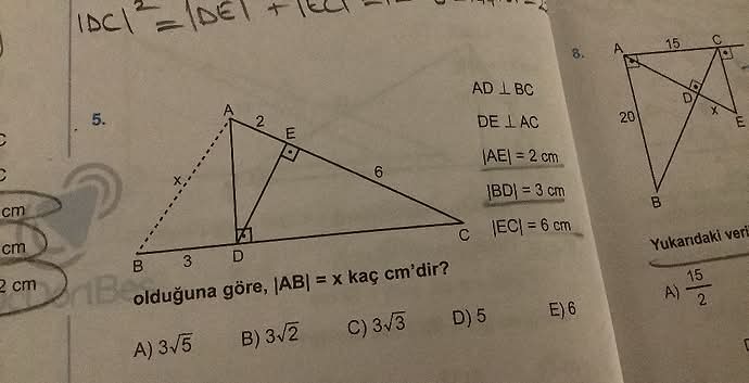 AD BC DE AC olduğuna göre,