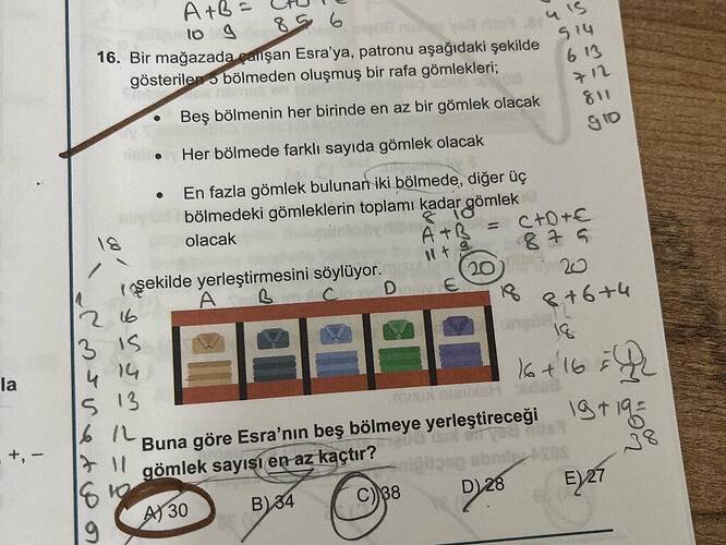 Bir mağazada çalışan Esra'ya, patronu aşağıdaki şekilde gösterilen 5 bölmeden oluşmuş...