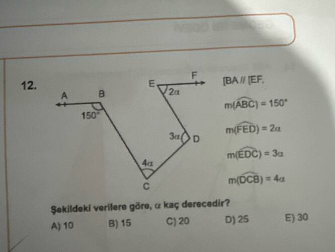 BAI (EF m(ABC) = 150 mFED) = 2a m(EDC) = 3a m(DC8) 4a Sekildekid verilere gäre, a kaç...