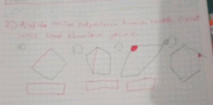 Aşağıda verilen çokgenlerin kırmızı renk te işaretlenen temel elemanlarını yazınız.