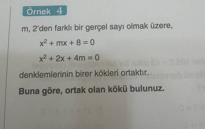 Örnek 4 m, 2'den farklı bir gerçel sayı olmak üzere, X+ mx +8 =0 x 2 + 2x + 4m =0...