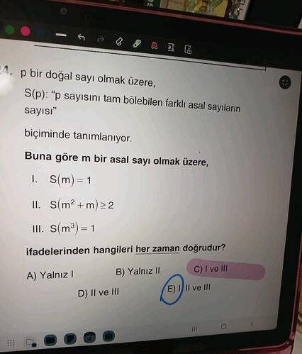 p bir doğal sayı olmak üzere, S(p): "p sayısını tam bölebilen farkli asal sayılarin...