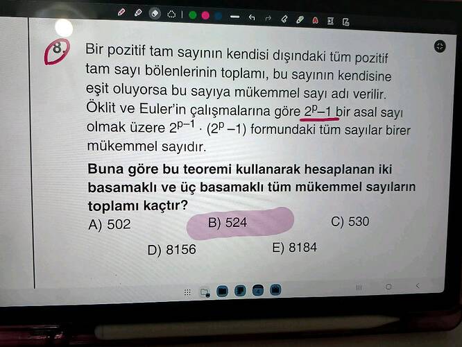 Bir pozitif tam sayının kendisi dişındaki tüm pozitif tam sayı bölenlerinin toplami, bu...