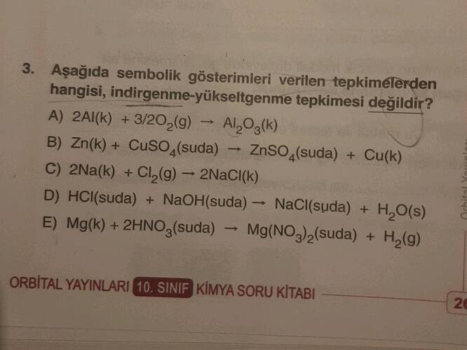 Aşağıda sembolik gösterimleri verilen tepkimelerden hangisi, indirgenme-yükseltgenme...