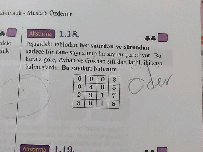 ahimatik - Mustafa Özdemir deki rak Alistırma 1.18, Aşağıdaki tablodan her satırdan ve...