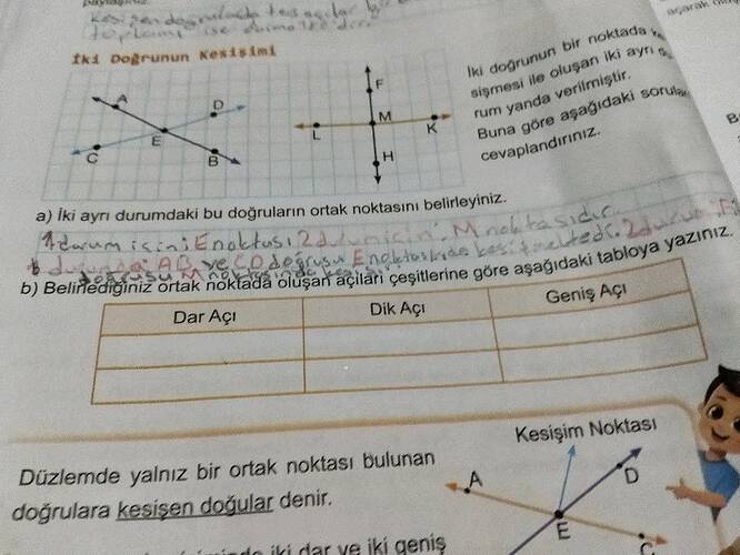 tki Dorunun Kestsimi 4 M Dar Açi Dik Açı Düzlemde yalnız bir ortak noktası bulunan...