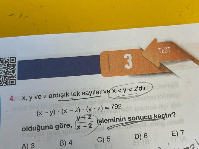 X, y ve z ardışık tek sayılar ve X y z'dir.