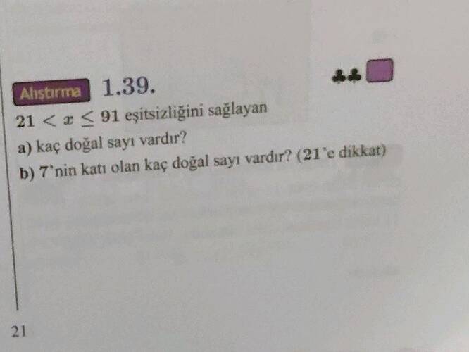 21 x ≤ 91 eşitsizliğini sağlayan