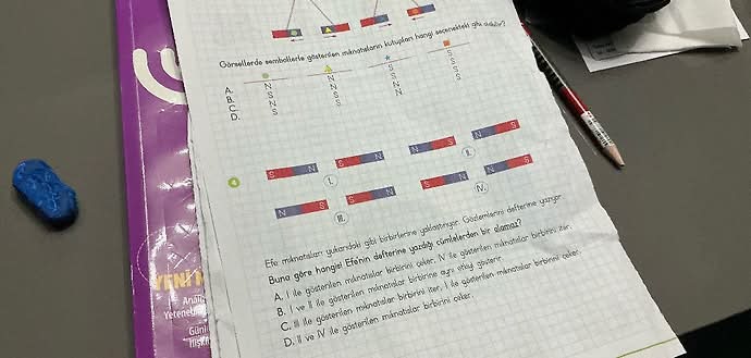 Görsellerde sembollerle gösterilen mıknatısların kutupları hangi seçenekteki gibi...