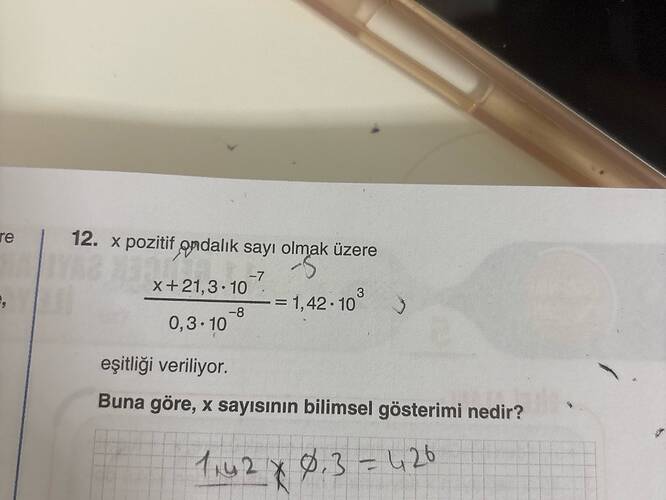 x pozitif gadalik sayı olmak üzere -7 x+21,3•10 0,3- 108 eşitliği veriliyor.