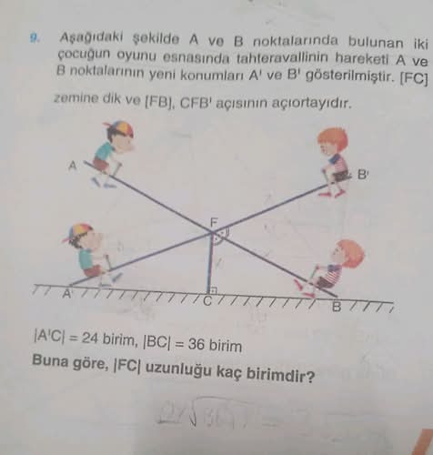 A ve B noktalarında bulunan iki çocuğun oyunu esnasında tahteravallinin hareketi A ve B...