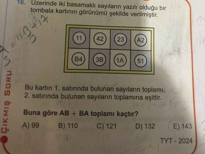 Uzerinde iki basamaklı sayıların yazıli olduğu bir tombala kartının görünümü şekilde...