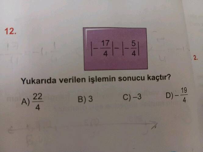 Yukarıda verilen işlemin sonucu kaçtır?