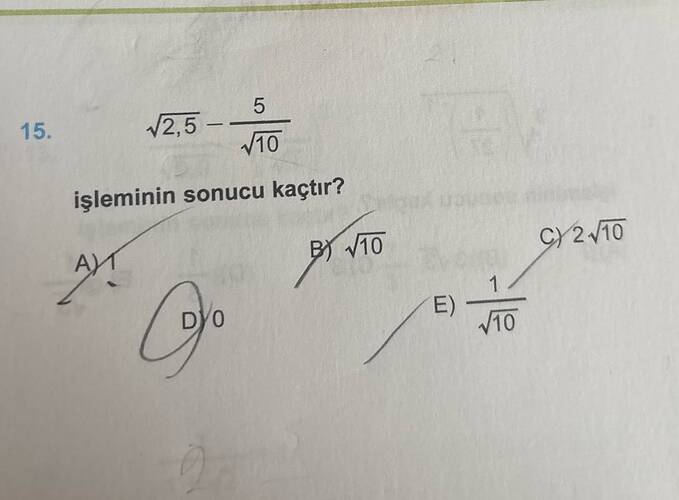 /2,5-- 5 V10 işleminin sonucu kaçtır?