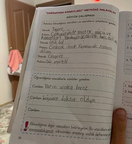 "SABİHA'NIN KANATLARI" METNİNİ ANLAYALIM SÖZCÜK ÇALIŞMASI Bilmediğimiz diğer sözcükleri...
