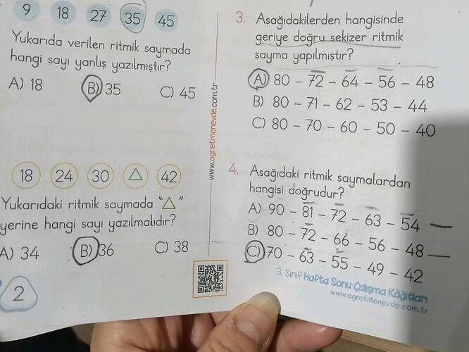 Yukarıda verilen ritmik saymada hangi sayı yanlış yazılmıştır?