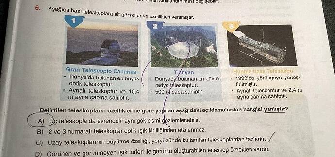 Aşağıda bazı teleskoplara ait görseller ve özellikleri verilmiştir.