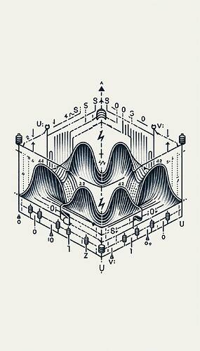 Draw a waveform line representing the input sinusoidal voltage that ranges between -10 and 10 volts and its clipped output. The illustration should be in a beautiful PDF render format, typically used in electrical engineering.