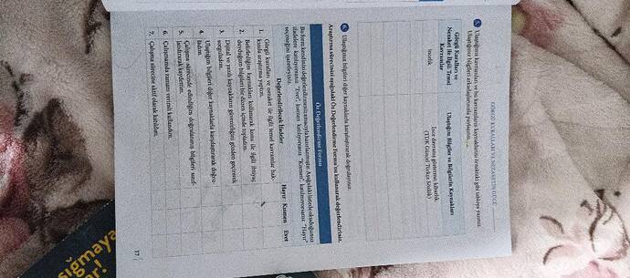 Ulaştığınız kavramlar ve bu kavramların kaynaklarını örnekteki gibi tabloya yazınız.