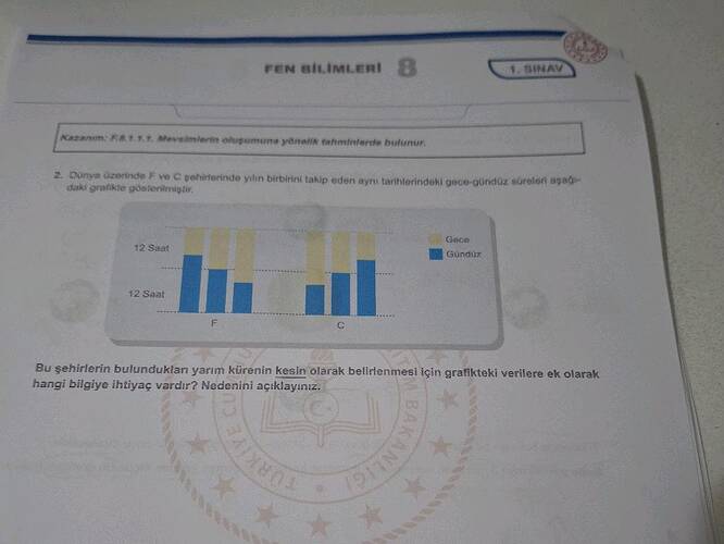 Dünya üzerinde F ve C şehirlerinde yılın birbirini takip eden aynı tarihlerindeki...