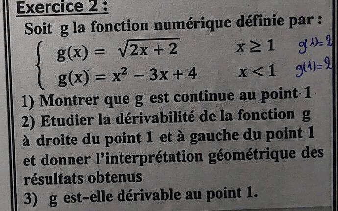 Exercice 2: Soit g la fonction numérique définie par1 g(x) = V2x +2 g(x) = x-3x + 4 x1...