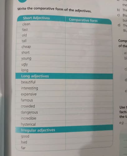 Write the comparative form of the adjectives.