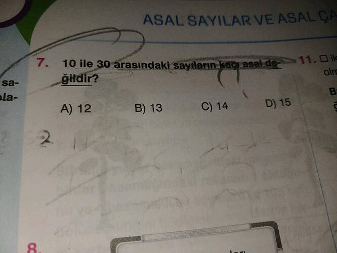 10 ile 30 arasındaki sayıların kaçı asal değildir?