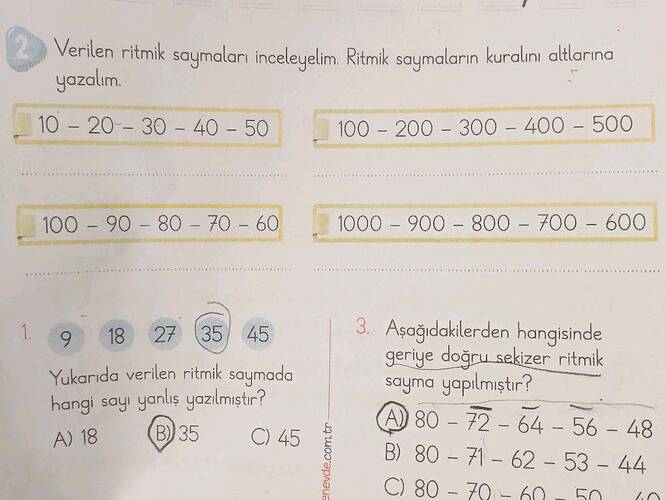 Verilen ritmik saymaları inceleyelim.