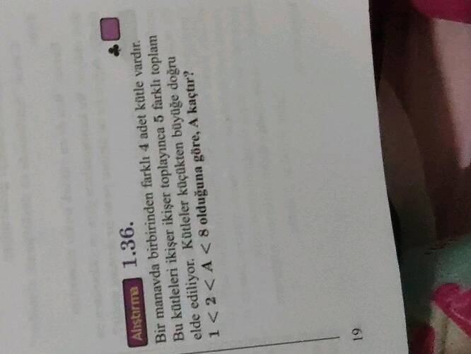 Bir manavda birbirinden farklt 4 adet kütle vardır.