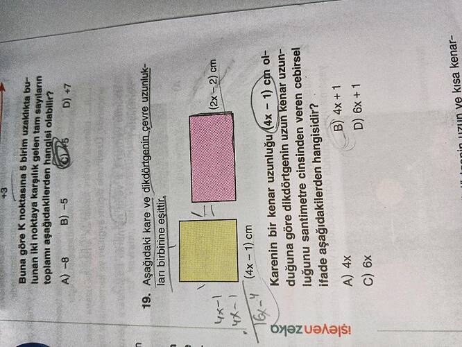Buna göre K noktasina 5 birim uzaklikta bu- lunan iki noktaya karşılık gelen tam...