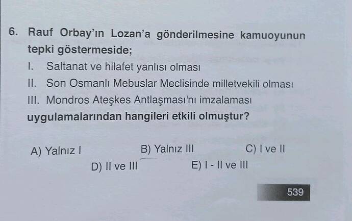 Rauf Orbay'n Lozan'a gönderilmesine kamuoyunun tepki göstermeside; Saltanat ve hilafet...