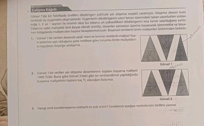 Calisma Kağıdı Gärsel 1de bir fabrikada üretilen dikdörtgen seklinde yer döşeme nodeli...