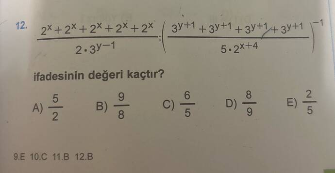 2X+2X+ 2X+ 2X + 2X 2•3y-1 ifadesinin değeri kaçtır?