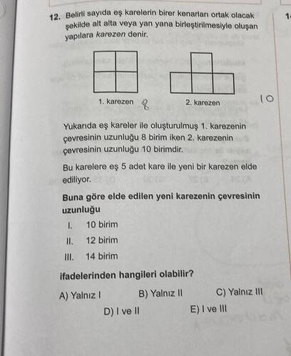 Belirli sayıda eş karelerin birer kenarları ortak olacak şekilde alt alta veya yan yana...