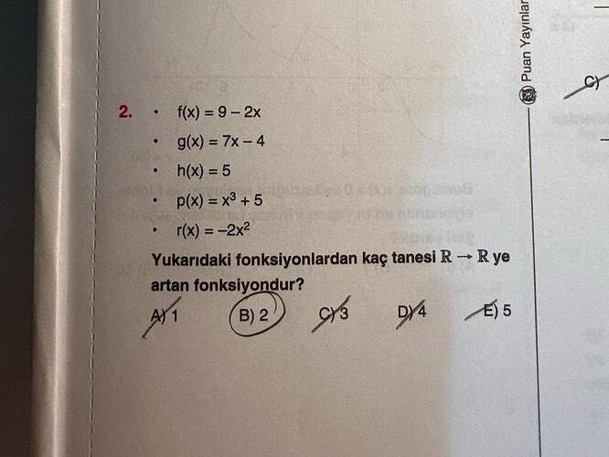 • f(x) = 9 - 2x • g(x) = 7x - 4 • h(x) = 5 • p(x) = x³ + 5 • r(x) = -2x² Yukarıdaki...