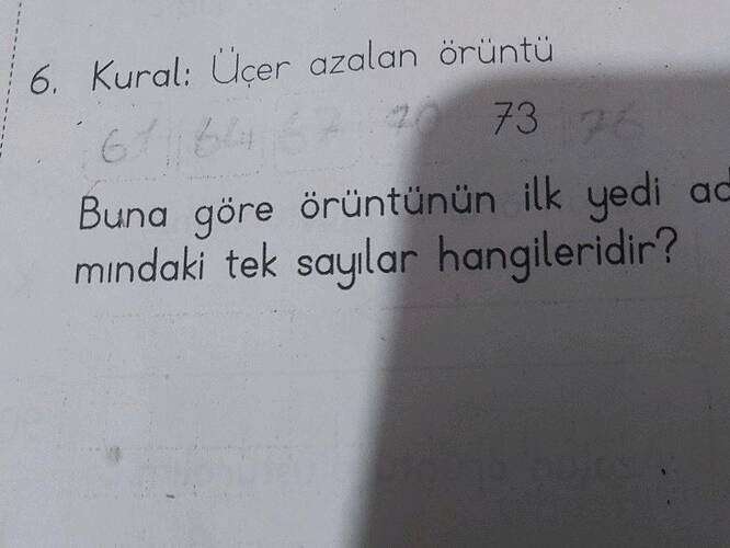 Kural: Ucer azalan örüntü 6ba aa7326 Buna göre örüntünün ilk yedi ad mindaki tek saylar...