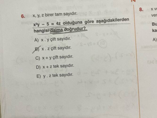 x, y, z birer tam sayıdır.