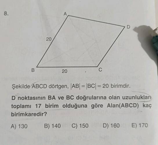 Şekilde ABCD dörtgen, .