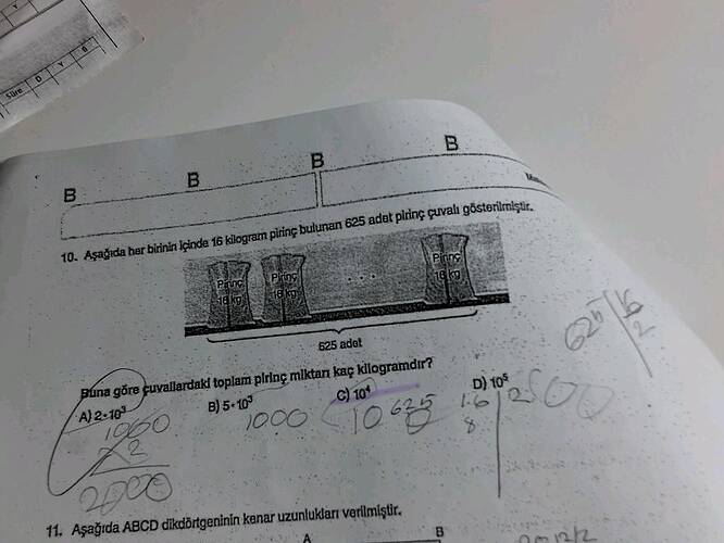 Aşağıda her birinin içinde 16 kilogram pirinç bulunan 625 adet pirinç çuvalı...