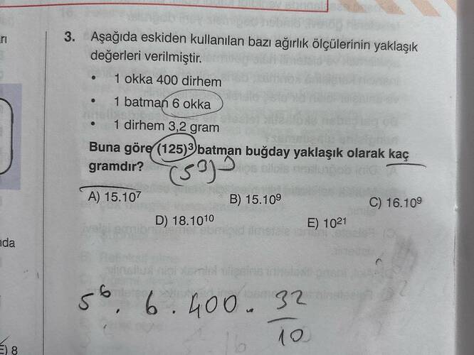 Aşağıda eskiden kullanilan bazı ağırlik ölçülerinin yaklaşık değerleri verilmiştir.