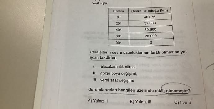 Enlem Çevre uzunluğu (km) 1--- 1--- 0irc 40.076 20irc 37.800 40irc 30.600 60irc 20.000...