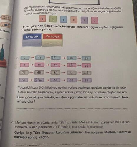 Aslı Öğretmen, tahtaya yukarıdaki sıralamayı yazmış ve öğrencilerinden aşağıdaki...